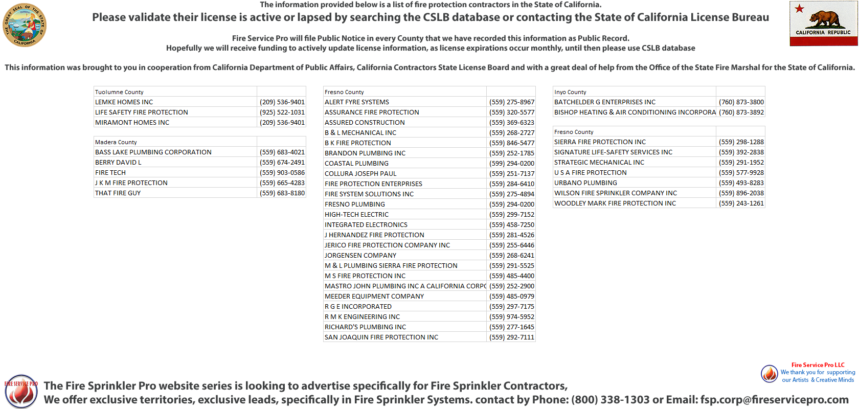 Mammoth Lakes, California Fire Extinguisher Company