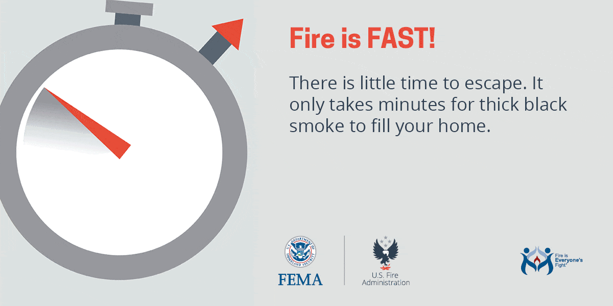 Residents could have less than 2 minutes to escape a home fire once the smoke alarm sounds, USFA.